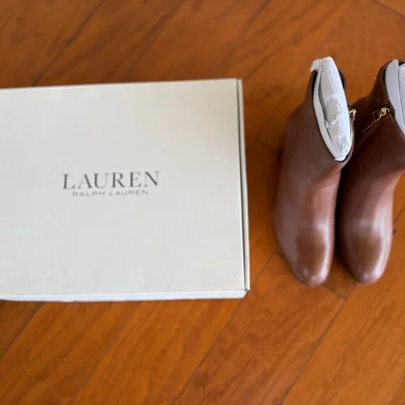 ralph lauren Cassie Burnished Brown Leather Bootie - Picture 11 of 12